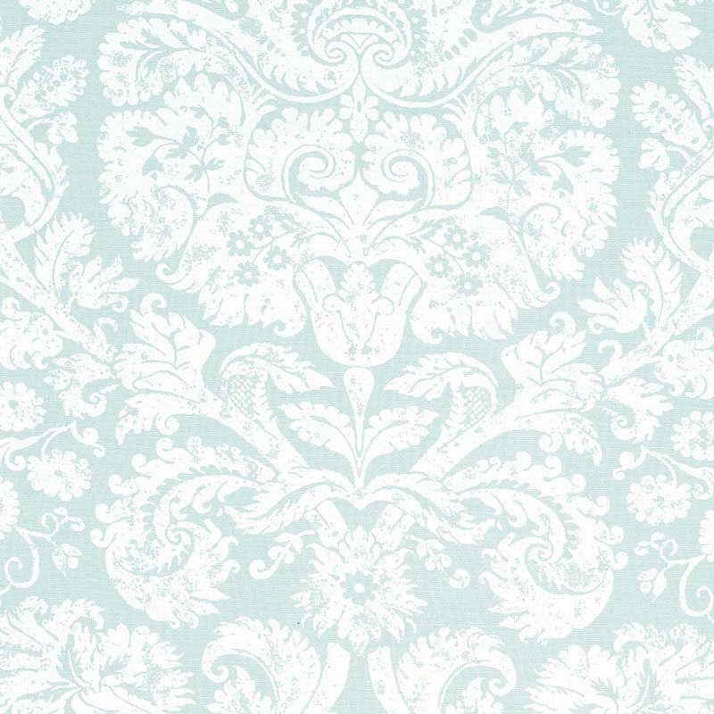 Schumacher BARRESA DAMASK AQUA Fabric | Atlanta Fabrics