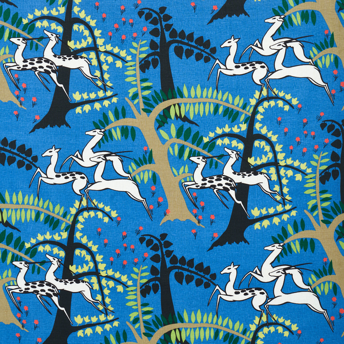 Schumacher ANTELOPES COBALT Fabric | Atlanta Fabrics