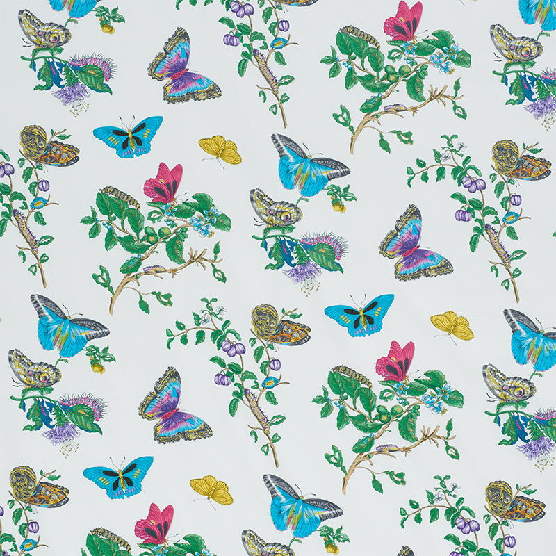 Schumacher BAUDIN BUTTERFLY CHINTZ TURQUOISE Fabric | Atlanta Fabrics