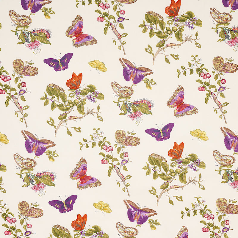 Schumacher BAUDIN BUTTERFLY CHINTZ PURPLE Fabric | Atlanta Fabrics