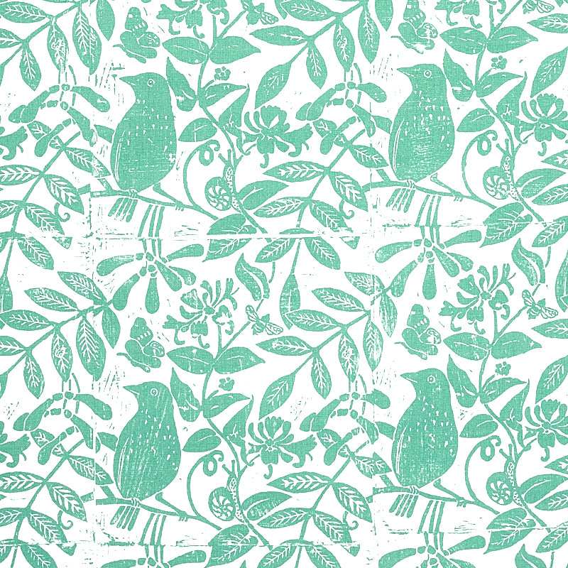Schumacher BIRD & BEE SEA GLASS Fabric | Atlanta Fabrics