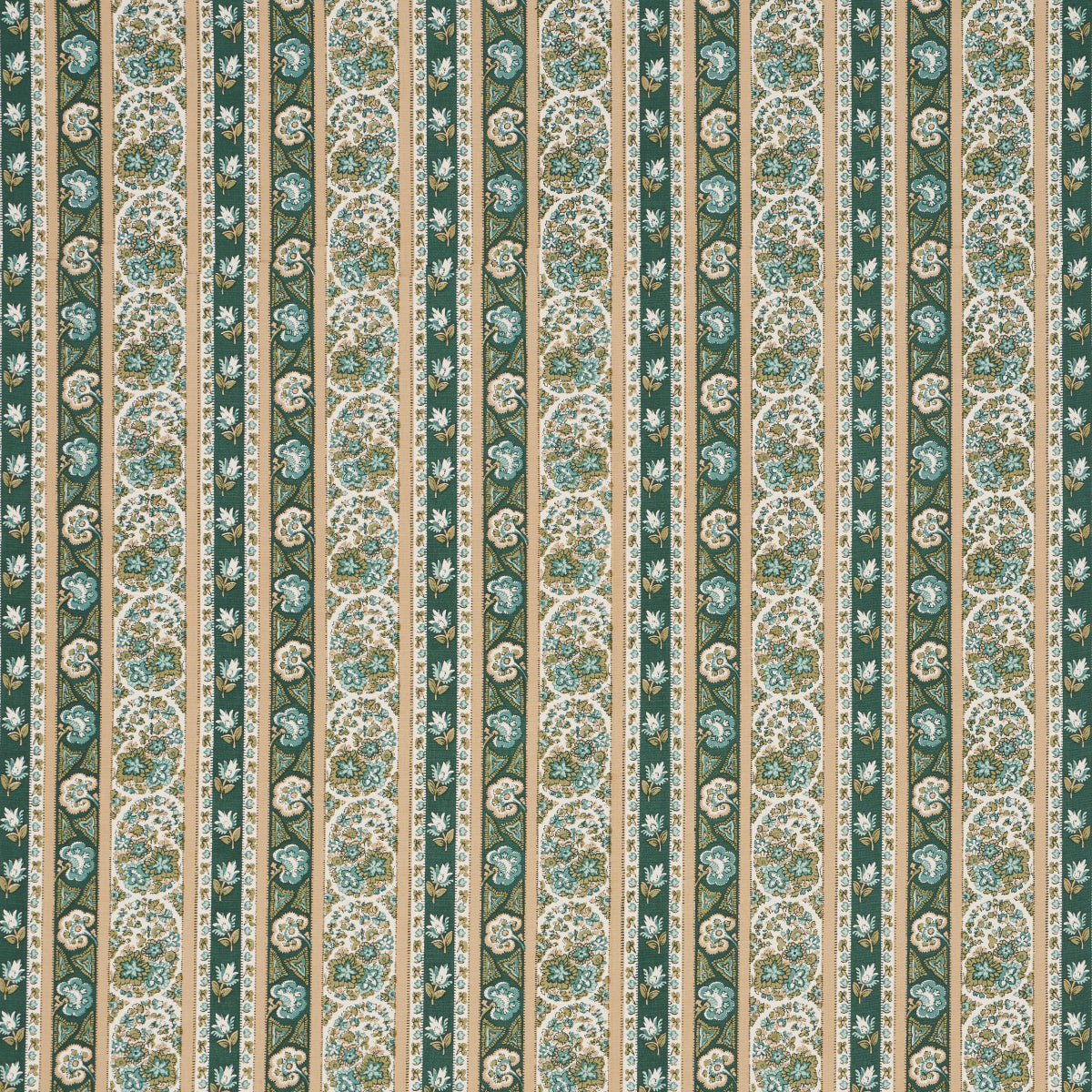 Schumacher INES PAISLEY MINERAL & TEAL Fabric | Atlanta Fabrics