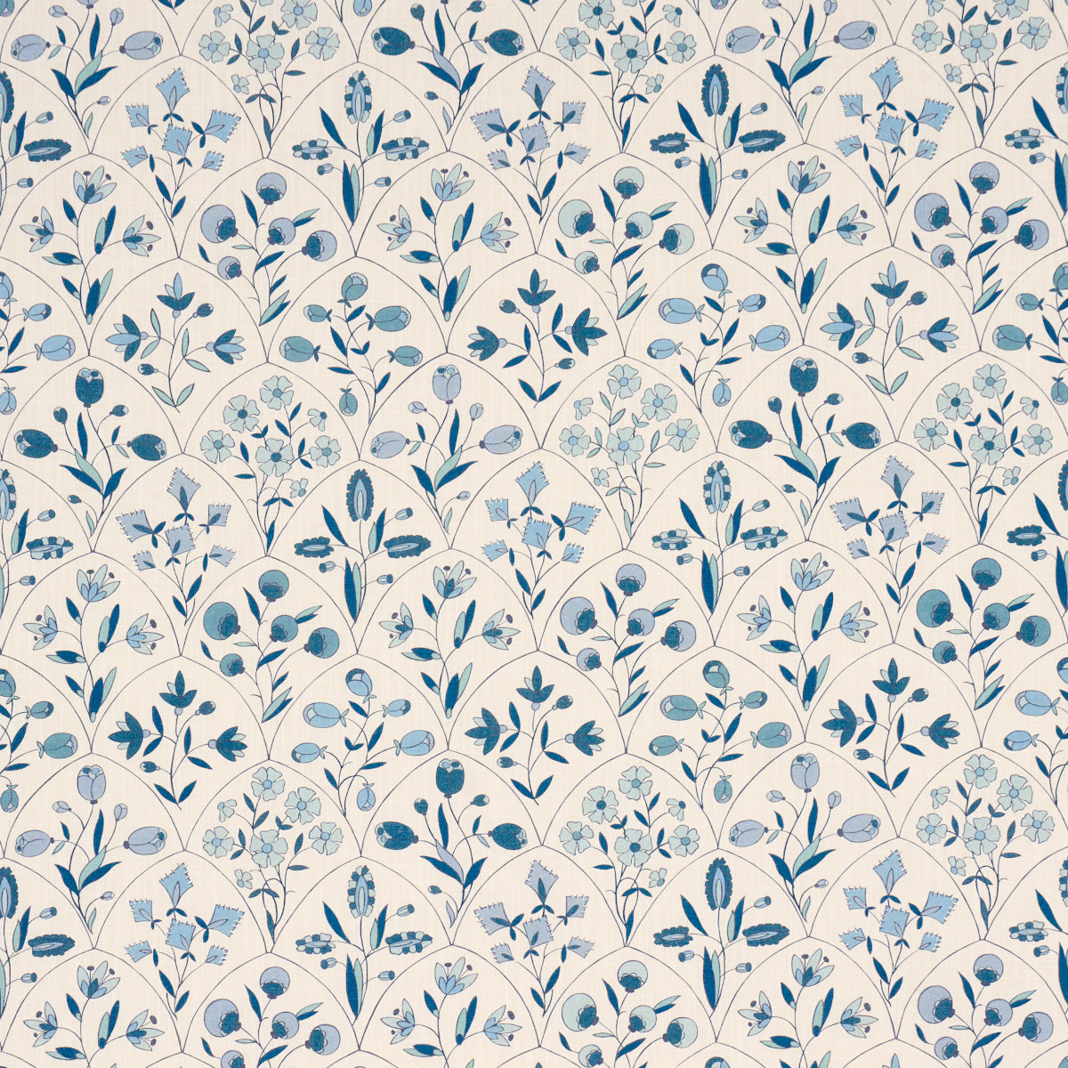Schumacher FRANCES FLORAL INDOOR/OUTDOOR BLUES Fabric | Atlanta Fabrics