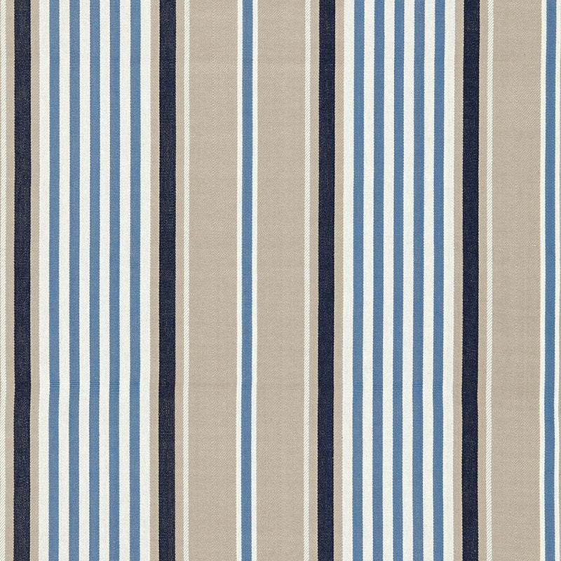 Schumacher MINZER COTTON STRIPE INDIGO Fabric | Atlanta Fabrics