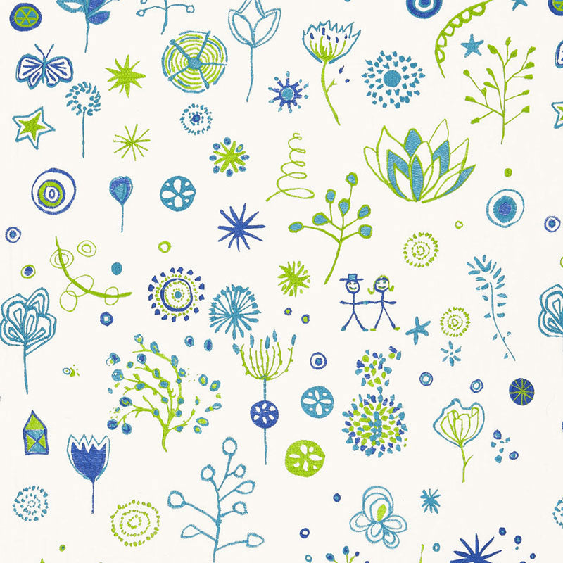 Schumacher LOLLIPOP TURQUOISE /LEAF Fabric | Atlanta Fabrics