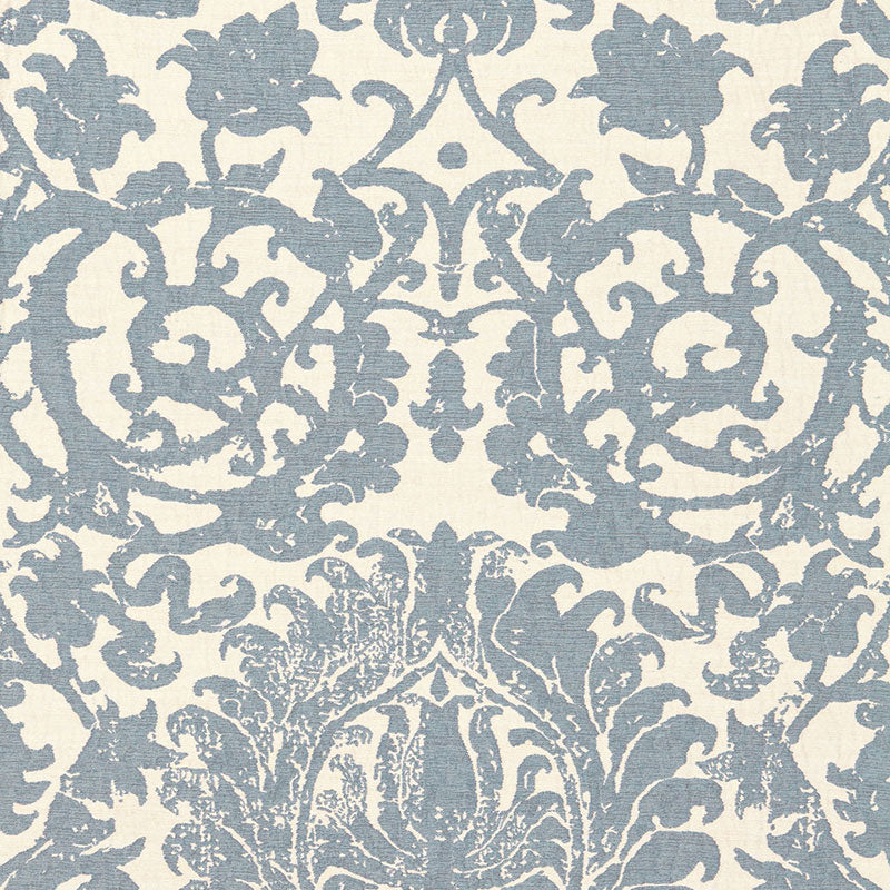 Schumacher AREZZO LINEN DAMASK AZURE Fabric | Atlanta Fabrics