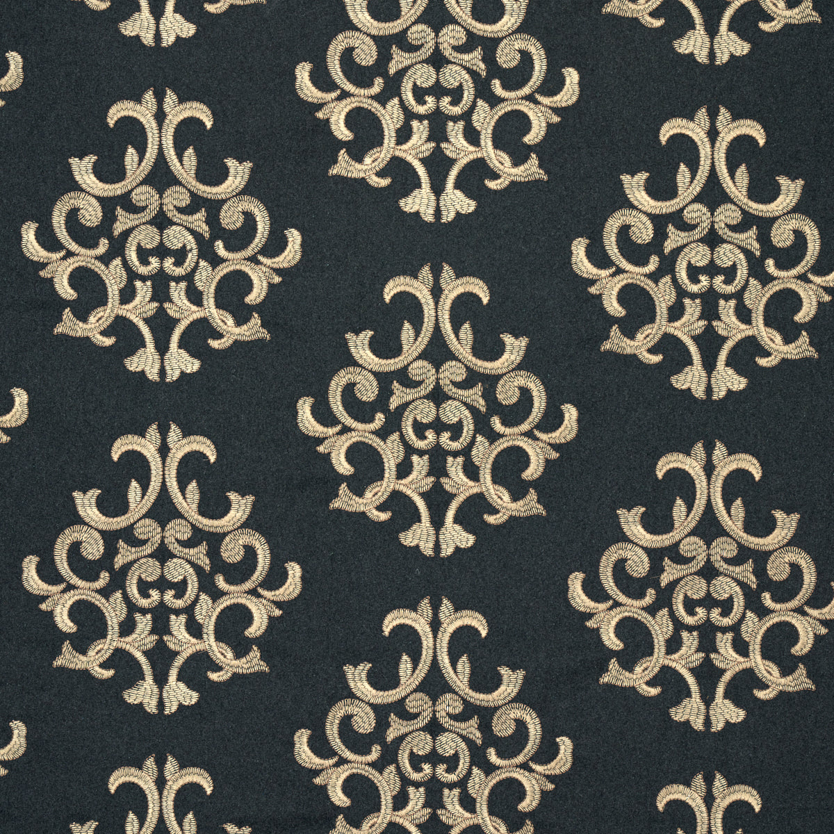 Schumacher Byron Embroidered Wool CHARCOAL Fabric | Atlanta Fabrics