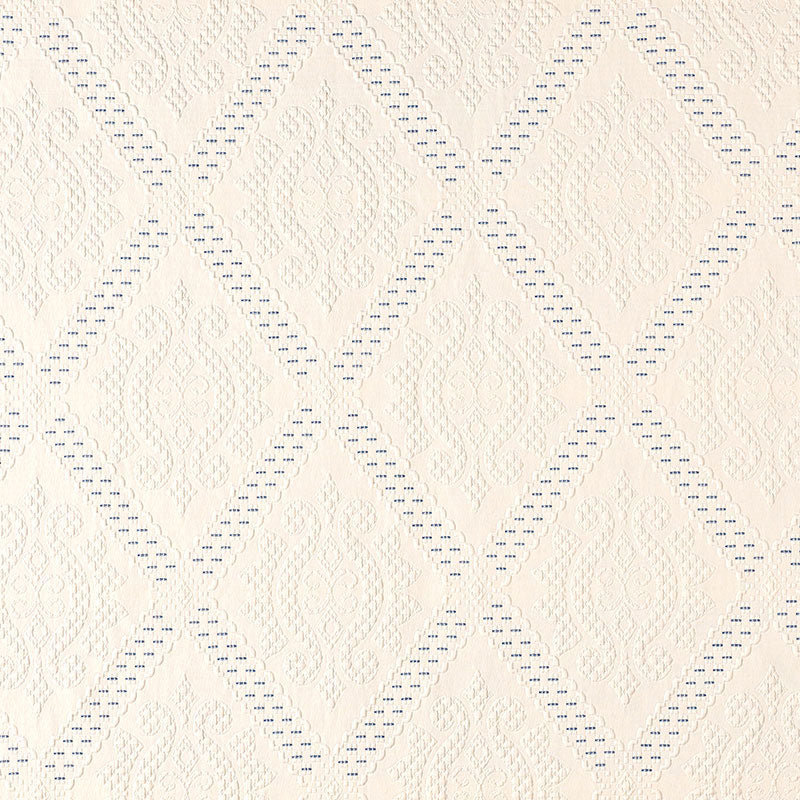 Schumacher EUGENIE MATELASSÌä IVORY /BLEU Fabric | Atlanta Fabrics