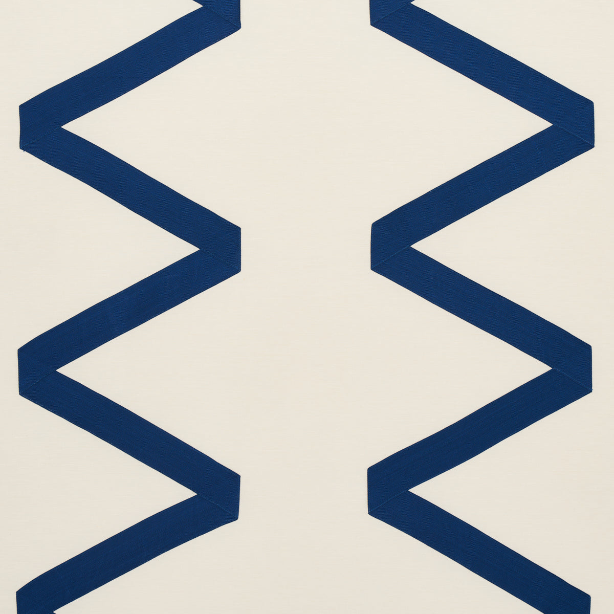 Schumacher LEGERE LINEN SILK APPLIQUÌä COBALT ON IVORY Fabric | Atlanta Fabrics