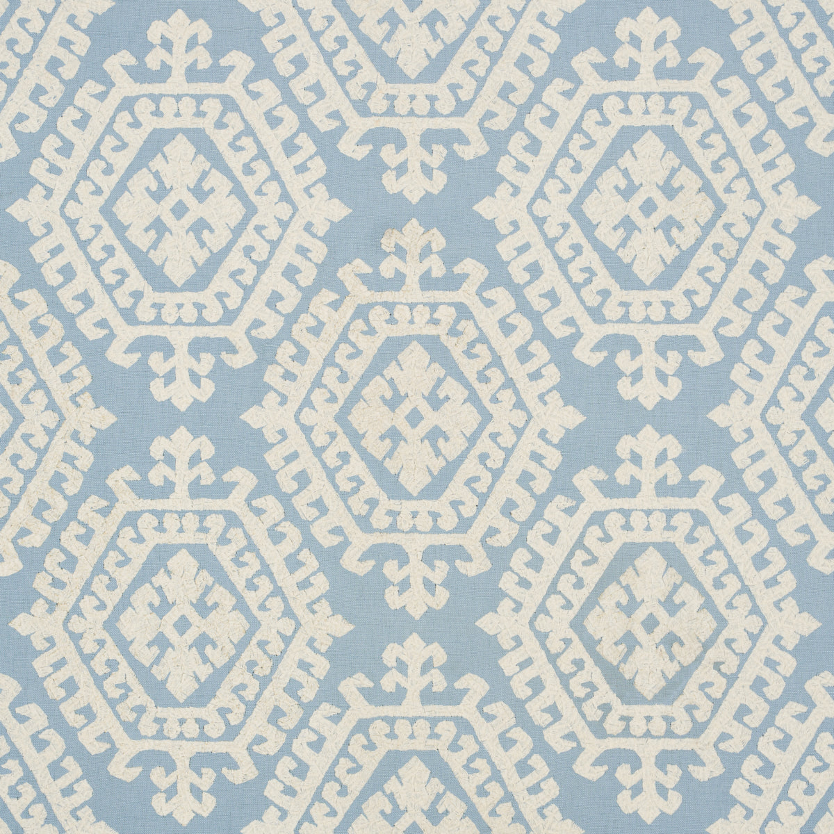Schumacher OMAR EMBROIDERY SKY Fabric | Atlanta Fabrics
