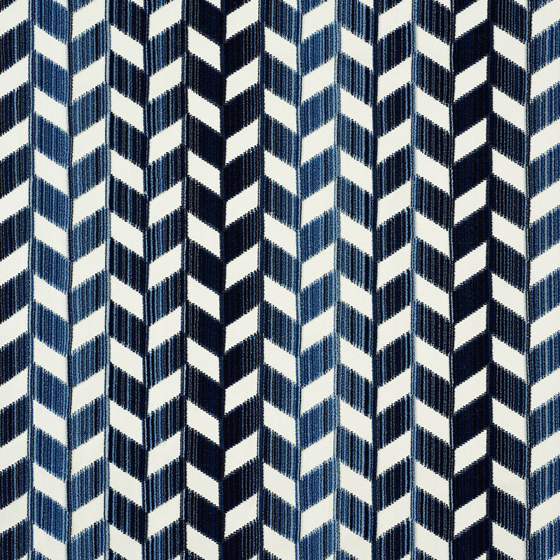 Schumacher CHEVRON STRIÌä VELVET LAPIS Fabric | Atlanta Fabrics