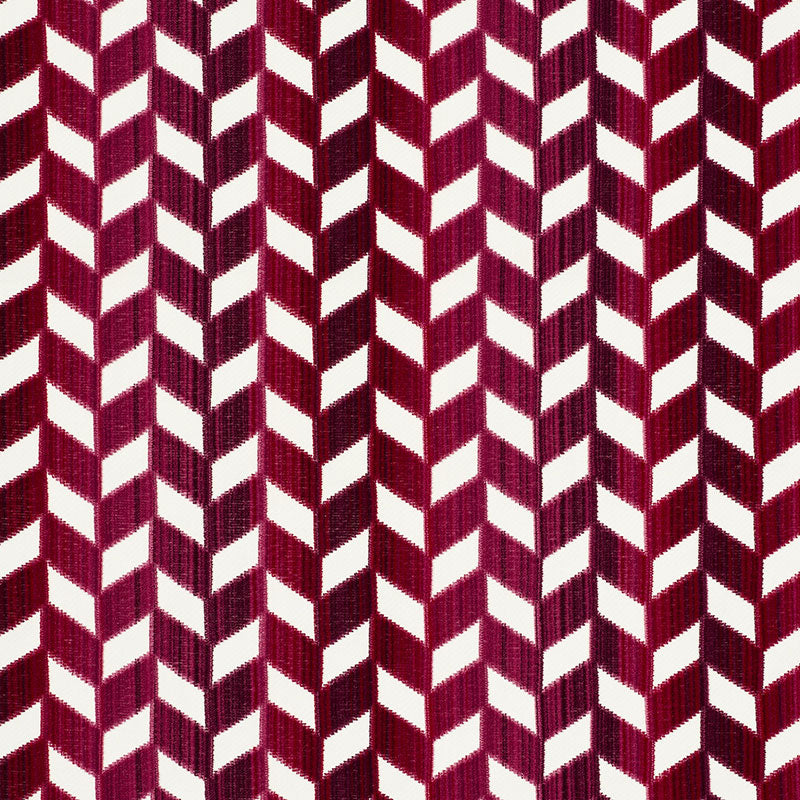 Schumacher CHEVRON STRIÌä VELVET GARNET Fabric | Atlanta Fabrics