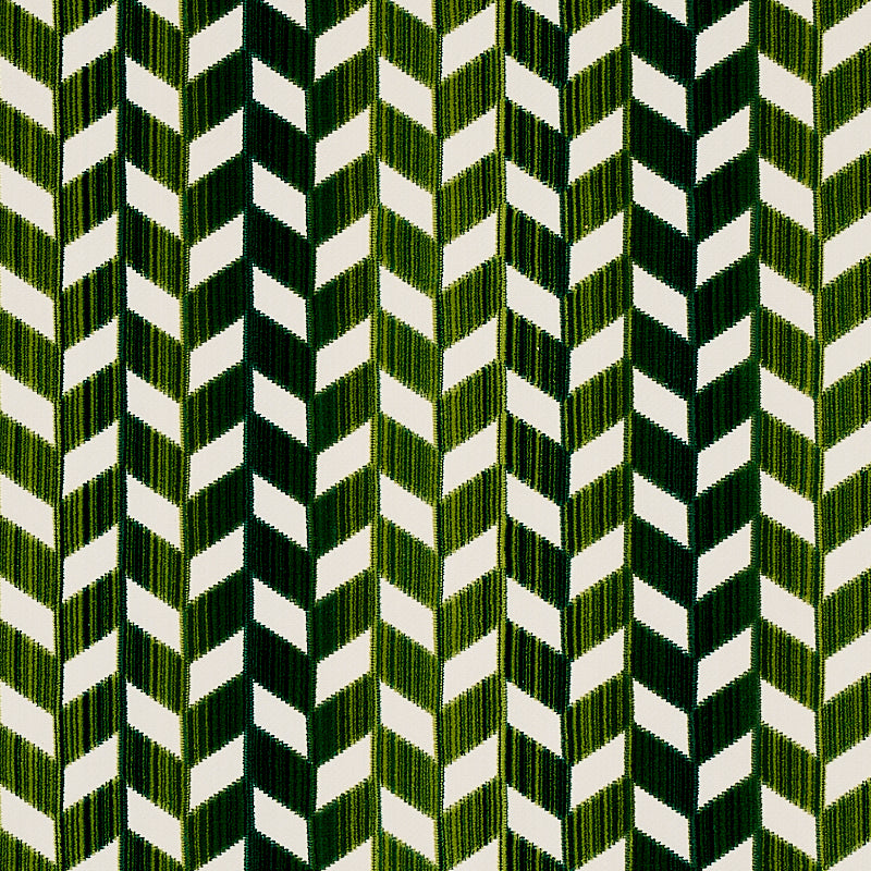 Schumacher CHEVRON STRIÌä VELVET EMERALD Fabric | Atlanta Fabrics