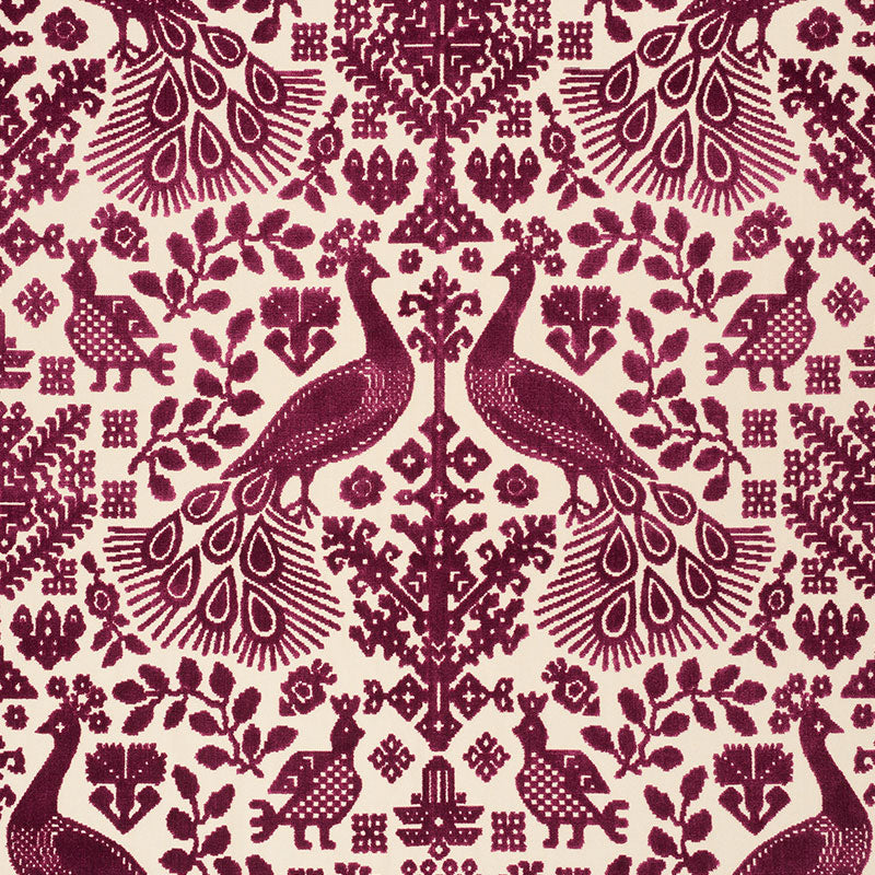 Schumacher PAVONE VELVET GARNET Fabric | Atlanta Fabrics