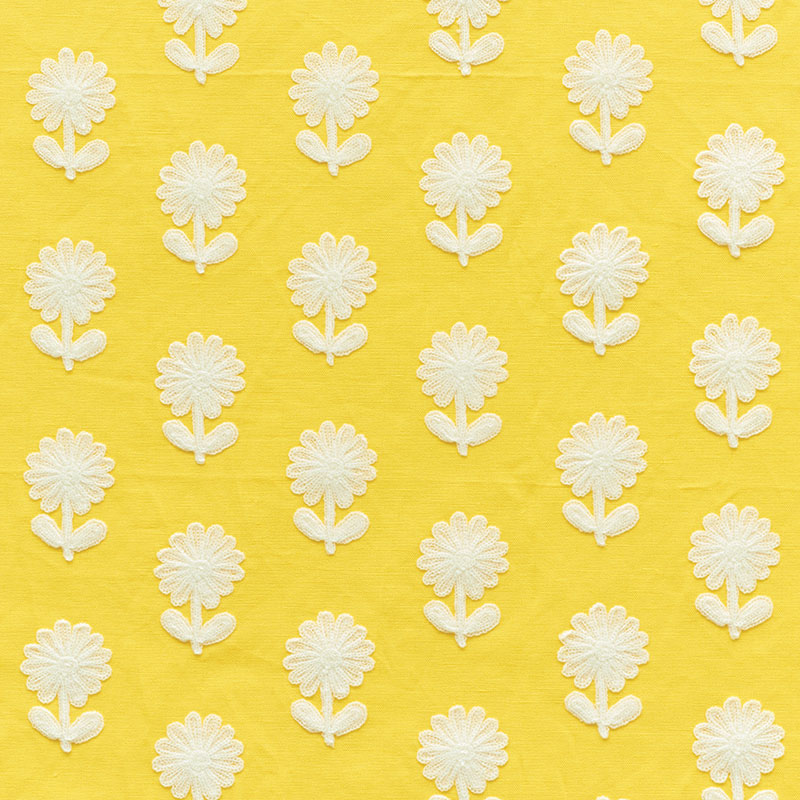 Schumacher Paley Embroidery YELLOW Fabric | Atlanta Fabrics