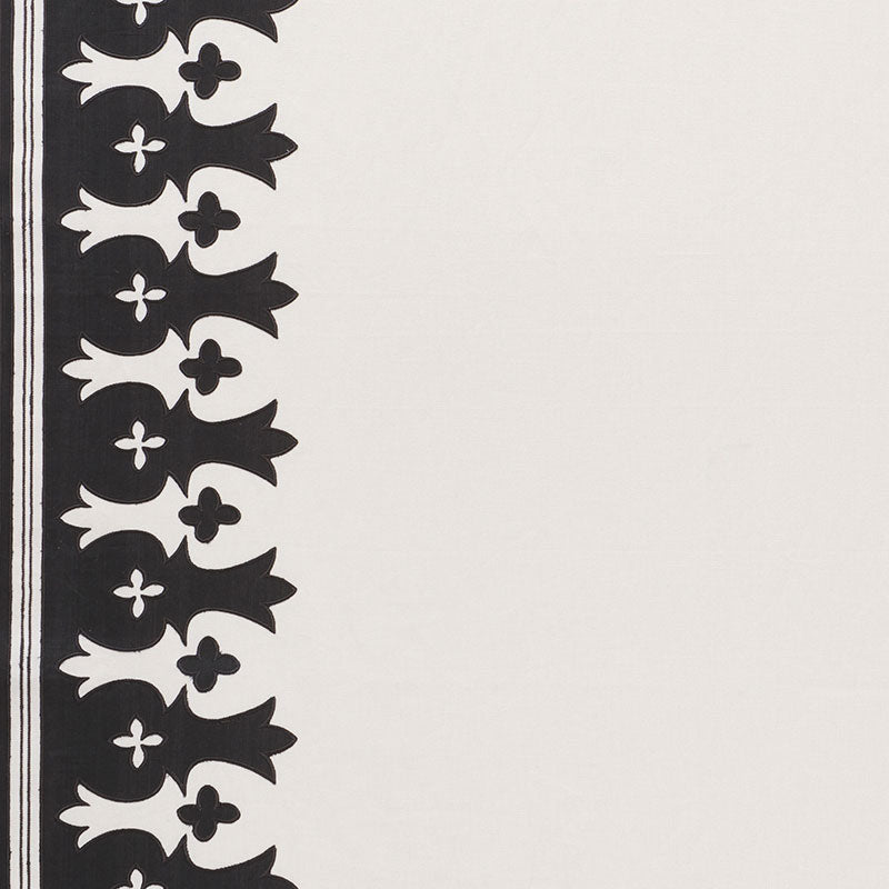 Schumacher BERGAMA APPLIQUÌä CARBON & IVORY Fabric | Atlanta Fabrics