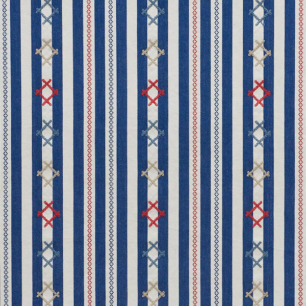 Schumacher RHODES STRIPE NAVY Fabric | Atlanta Fabrics