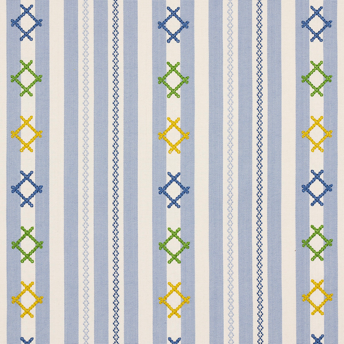 Schumacher RHODES STRIPE SKY Fabric | Atlanta Fabrics