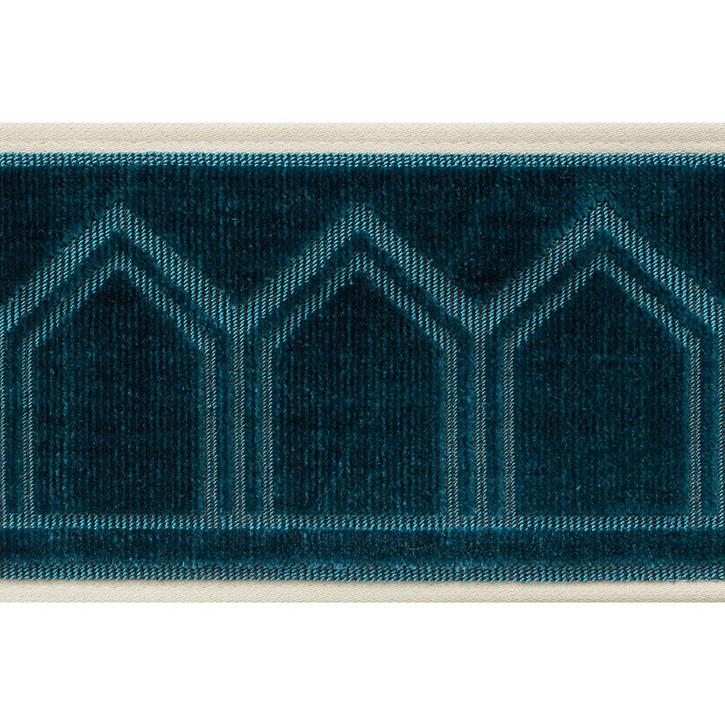 Schumacher VIZIER VELVET TAPE PEACOCK Trim | Atlanta Fabrics