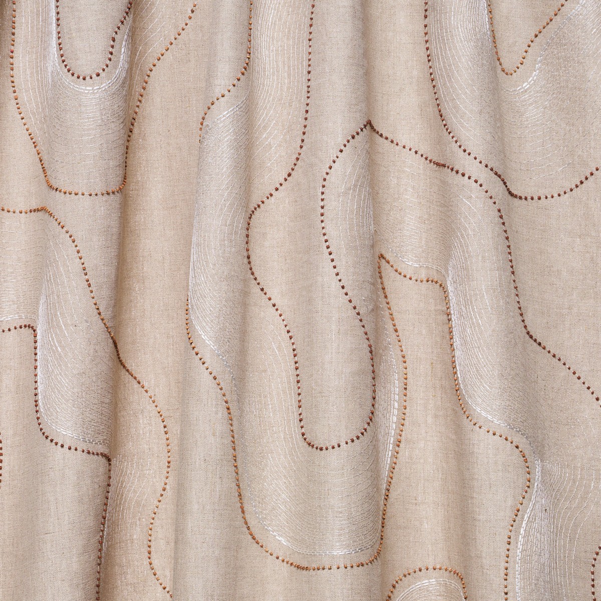 Schumacher TOPO BEADED SHEER NATURAL Fabric | Atlanta Fabrics