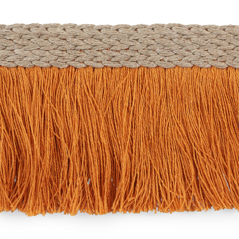Schumacher BRAIDED LINEN FRINGE ORANGE Trim | Atlanta Fabrics