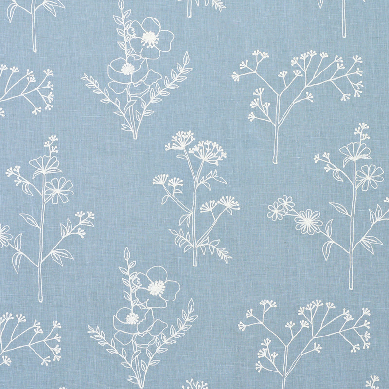 Schumacher LISBETH EMBROIDERY BLUE Fabric | Atlanta Fabrics