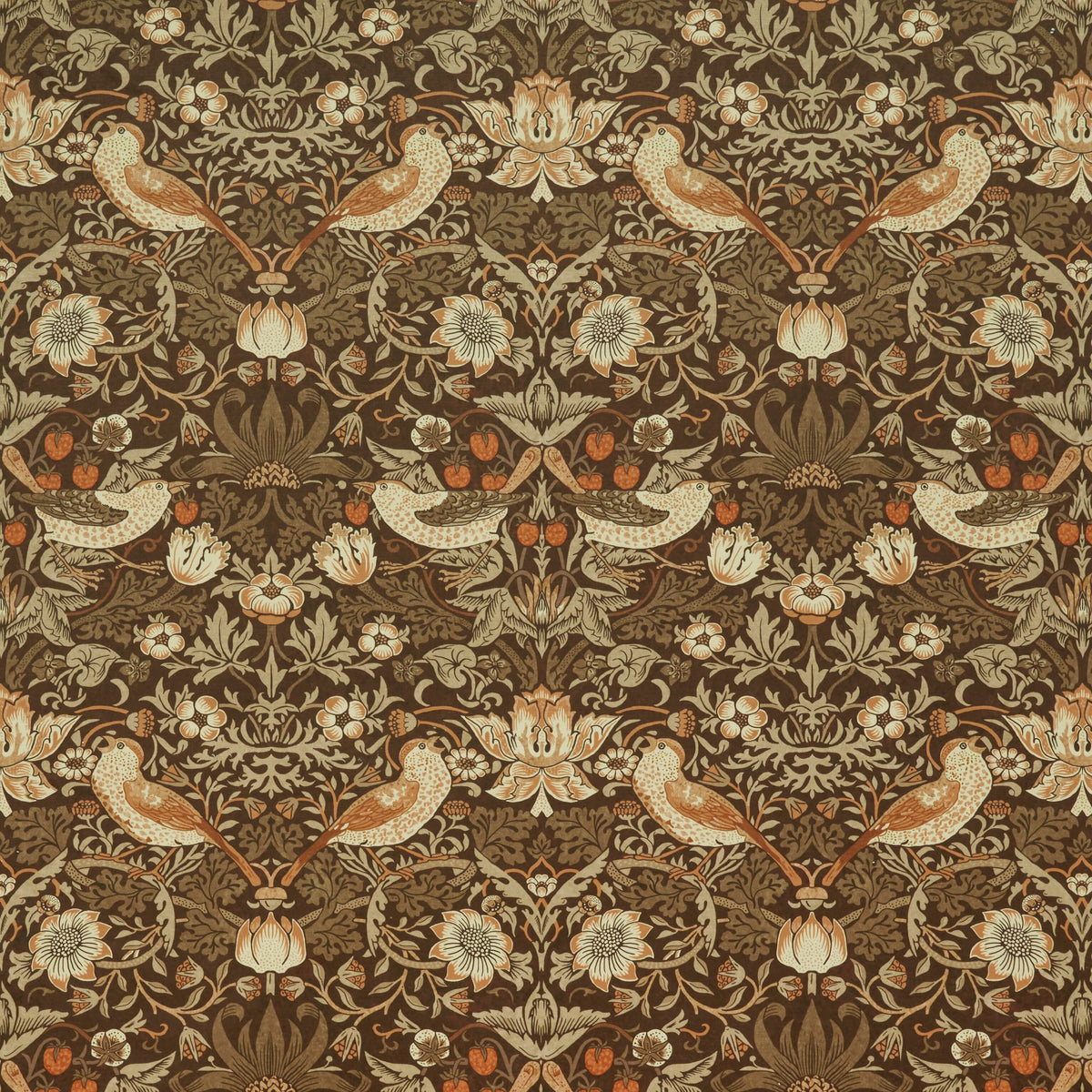 William Morris At Home 7870 STRAWBERRY THIEF VELVET 1 HENNA Fabric | Atlanta Fabrics