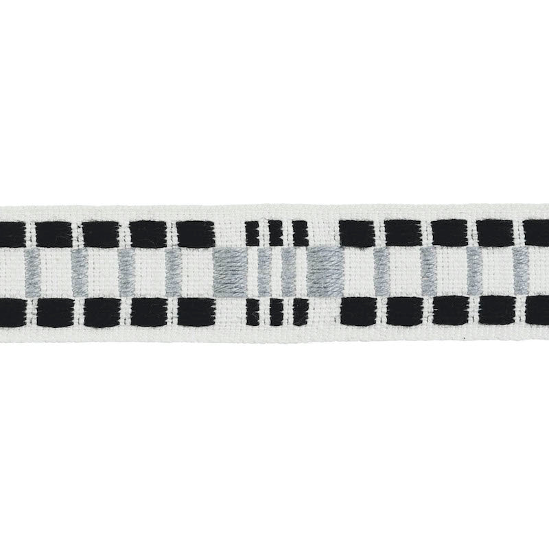 Schumacher CARMO TAPE NARROW SILVER & BLACK Trim | Atlanta Fabrics