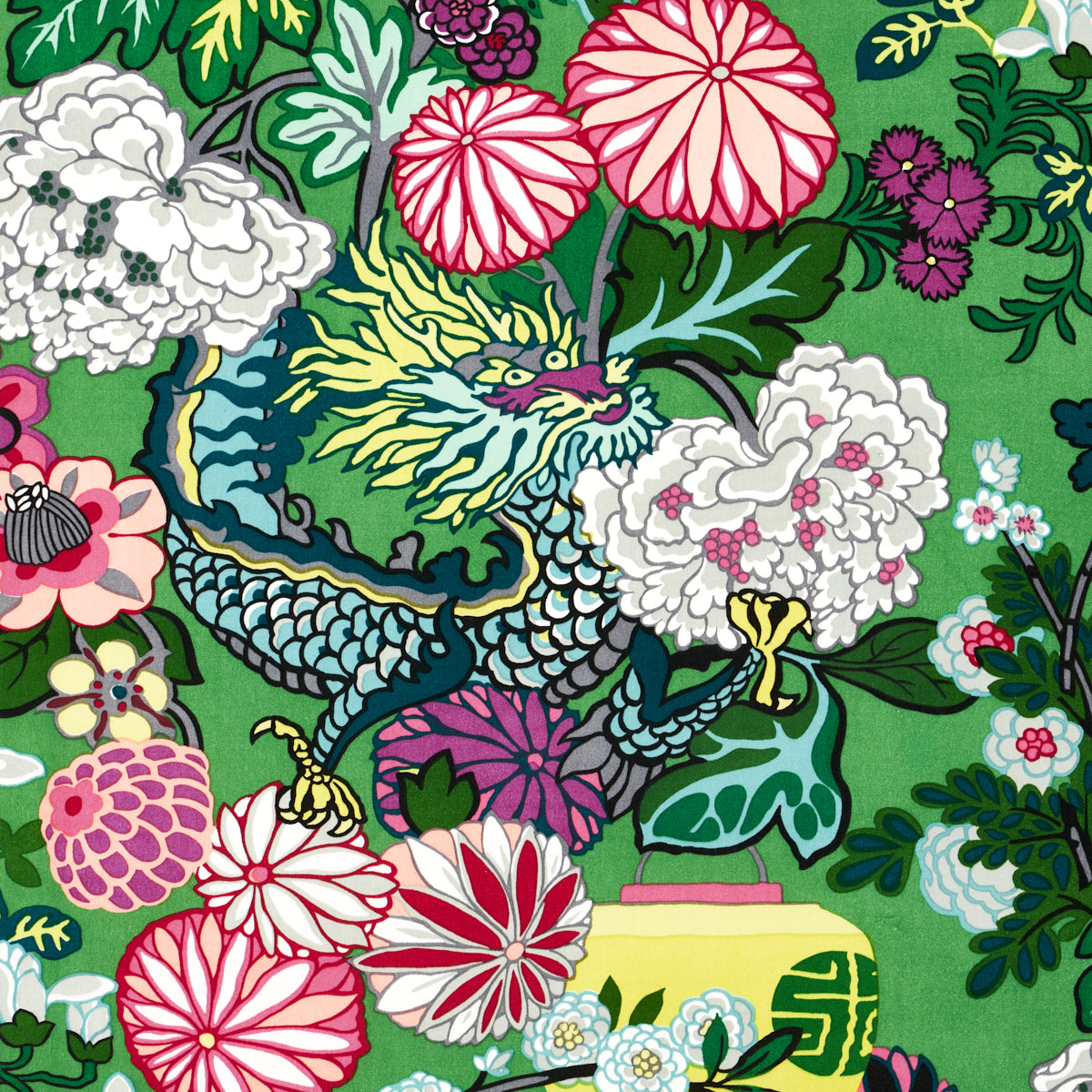 Schumacher CHIANG MAI DRAGON VELVET JADE Fabric | Atlanta Fabrics