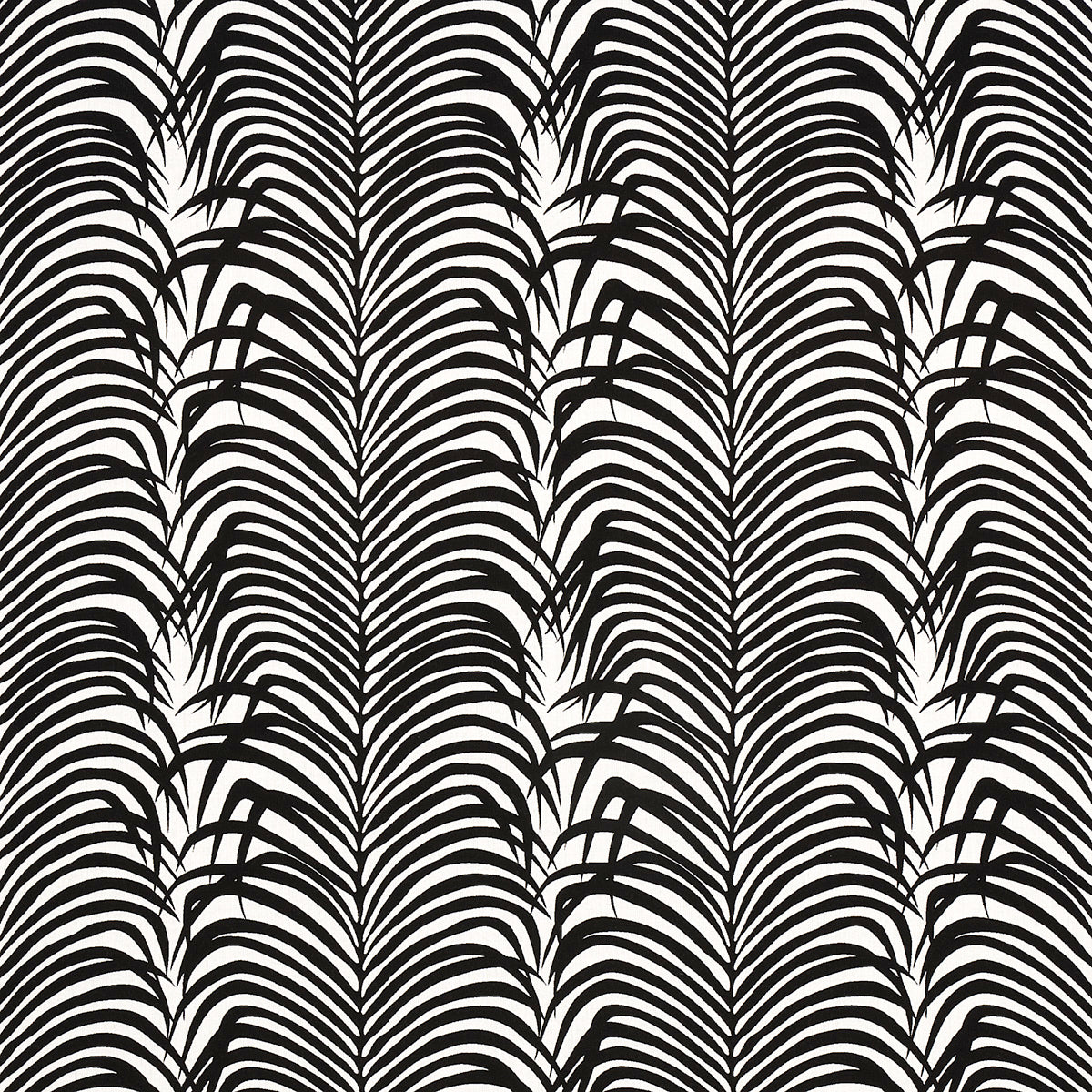 Schumacher ZEBRA PALM INDOOR/OUTDOOR BLACK Fabric | Atlanta Fabrics