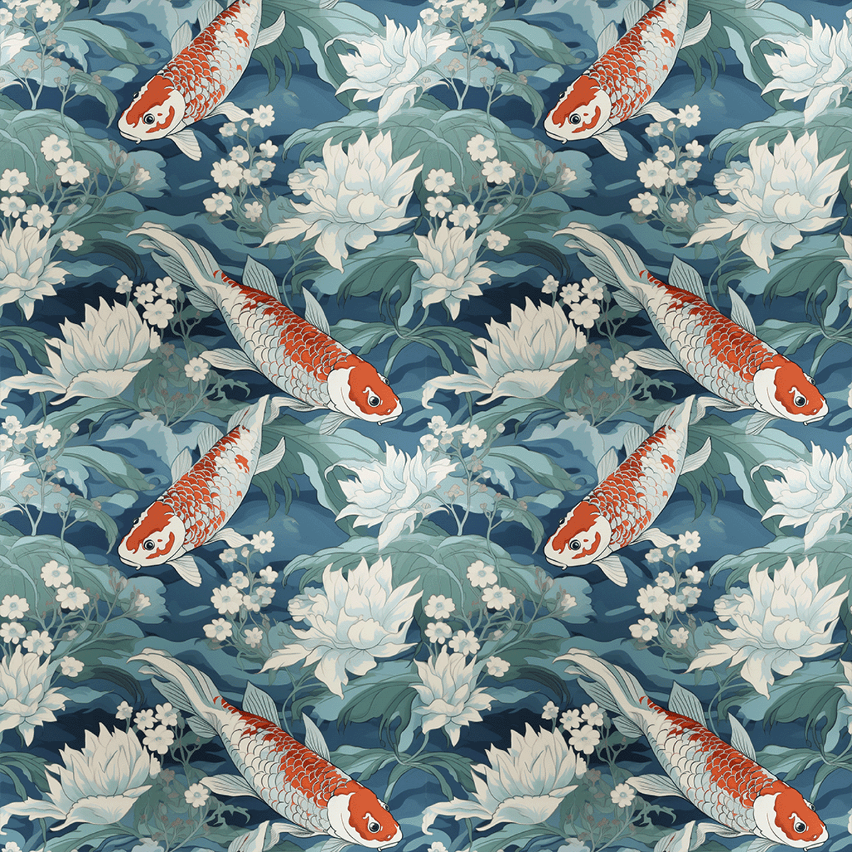 Atlanta Fabrics Koi Pond Lake Fabric | Atlanta Fabrics