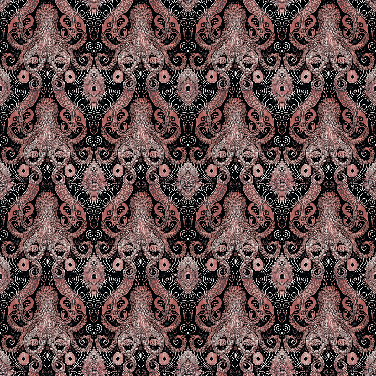 Atlanta Fabrics Octopus Coral Fabric | Atlanta Fabrics