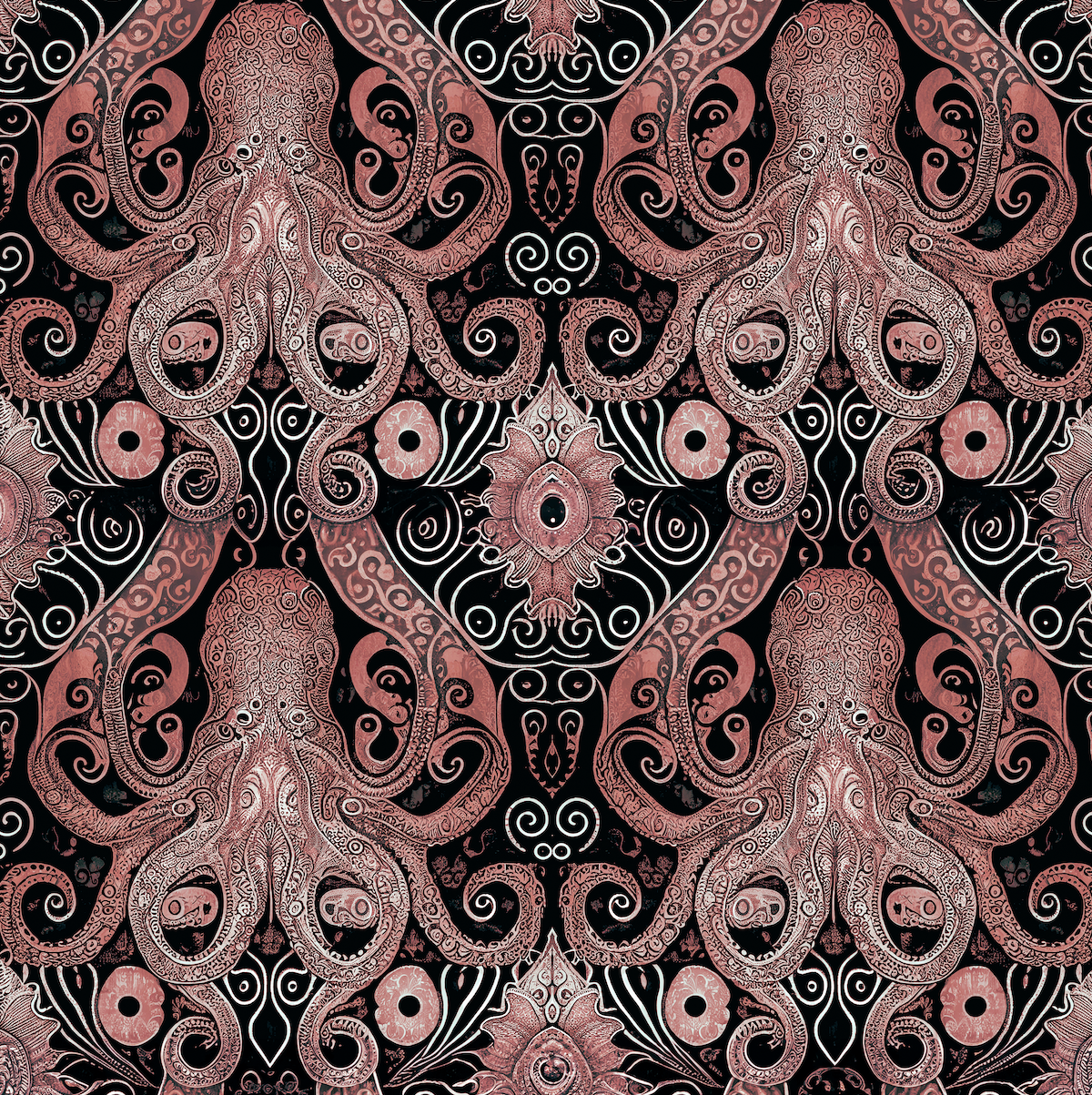 Atlanta Fabrics Octopus Coral Fabric | Atlanta Fabrics