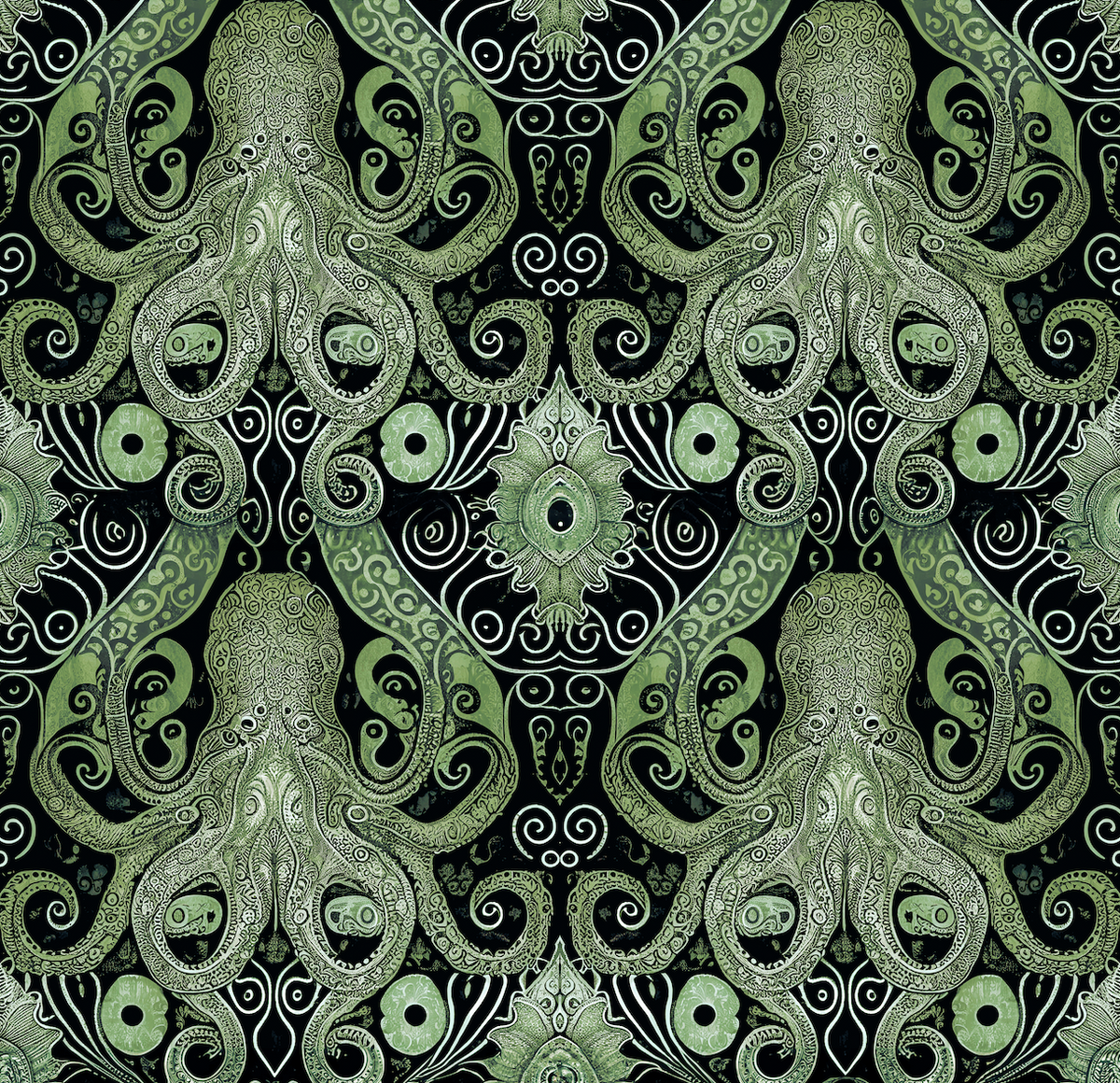 Atlanta Fabrics Octopus Green Fabric | Atlanta Fabrics