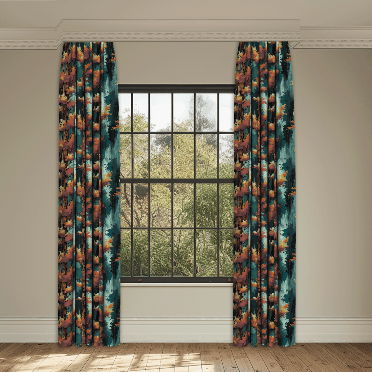 Woodland Breeze Teal Made to Measure Curtains