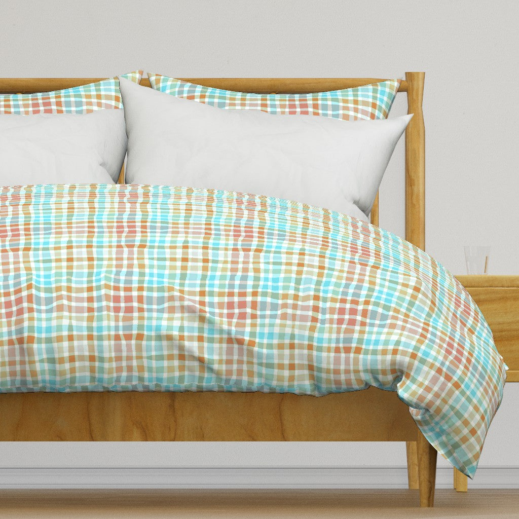 Atlanta Fabrics Funky Plaid Aqua Fabric | Atlanta Fabrics