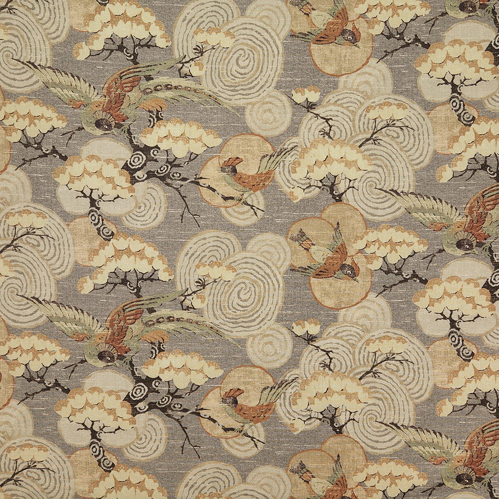 Carole Bird Landing Pewter Fabric | Atlanta Fabrics