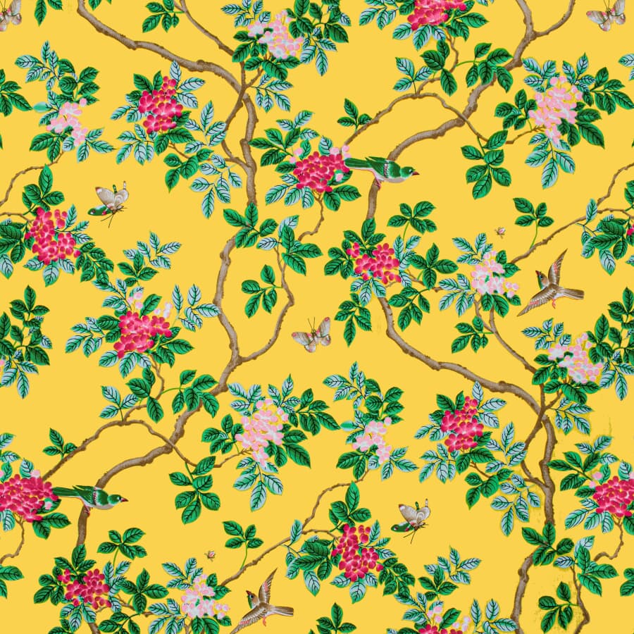 BASSETT MCNAB 7544-9 BIRD & BUTTERFLY Fabric | Atlanta Fabrics