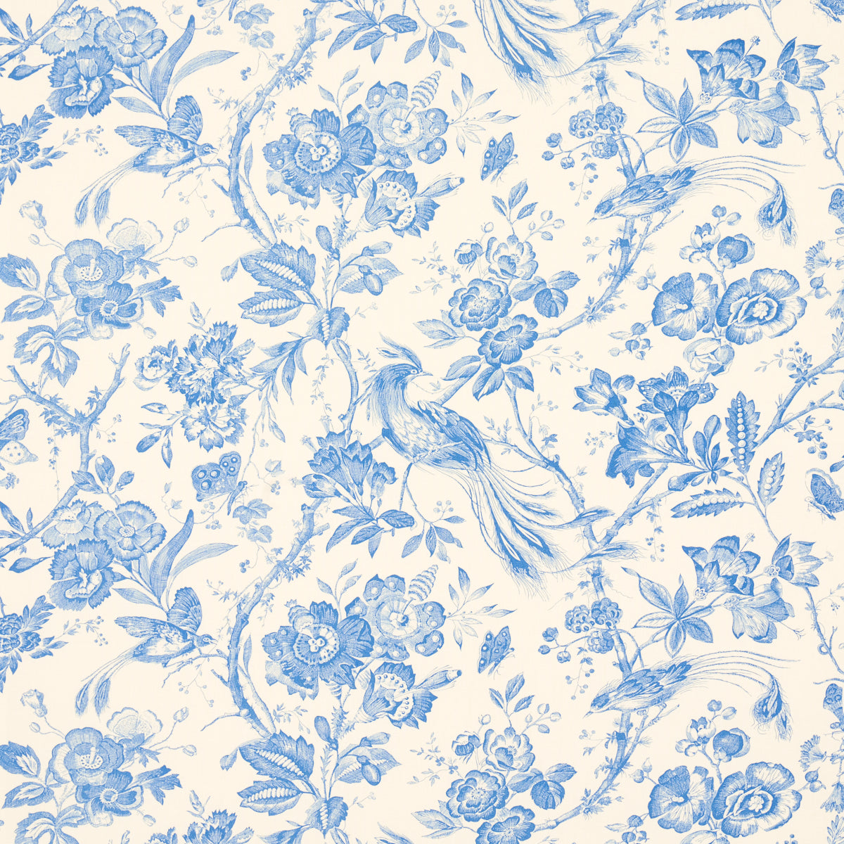 Schumacher BIRDS OF PARADISE BLUE Fabric | Atlanta Fabrics