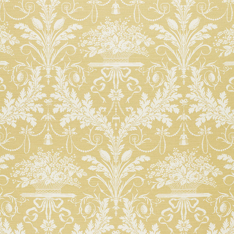 Schumacher CLAIREMONT DAMASK YELLOW Fabric | Atlanta Fabrics