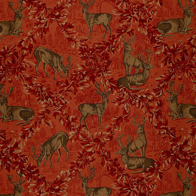 Schumacher WOBURN MEADOW RED Fabric | Atlanta Fabrics