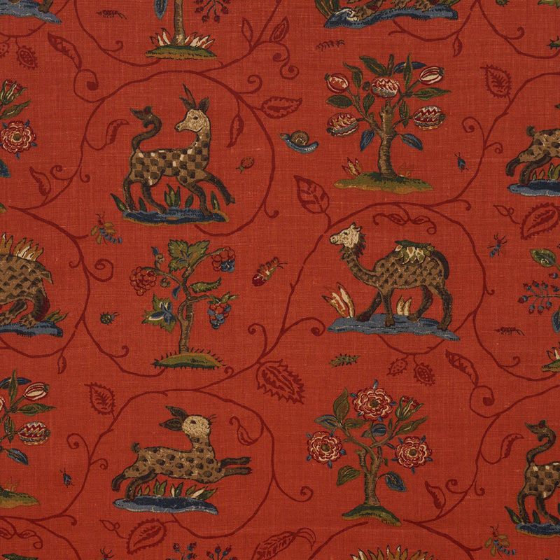 Schumacher LA MENAGERIE FLAME RED  | Atlanta Fabrics