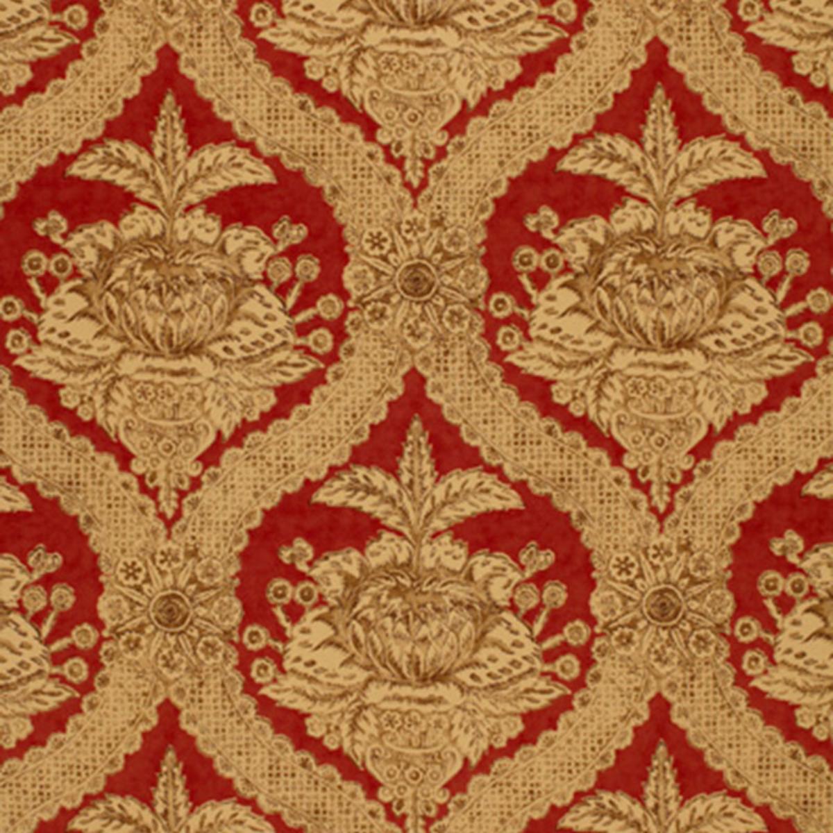 SCHUMACHER HADDON HALL DAMASK VENETIAN RED FABRIC | Atlanta Fabrics