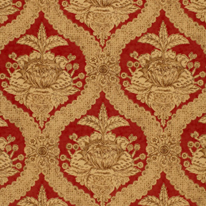 SCHUMACHER HADDON HALL DAMASK VENETIAN RED FABRIC | Atlanta Fabrics