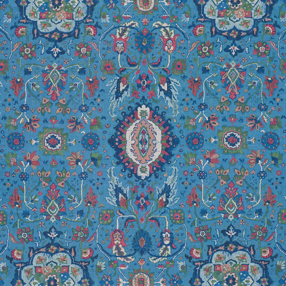 SCHUMACHER JAHANARA CARPET PEACOCK FABRIC | Atlanta Fabrics