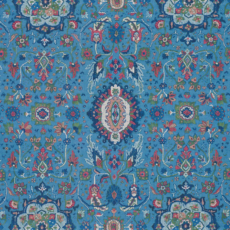 SCHUMACHER JAHANARA CARPET PEACOCK FABRIC | Atlanta Fabrics
