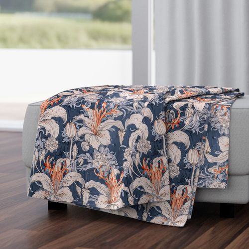 タイムセール【新品】LILY柄design f コットンカラー&リーシュ セット Atlanta Fabrics Tigerlily Royal Fabric | Atlanta Fabrics
