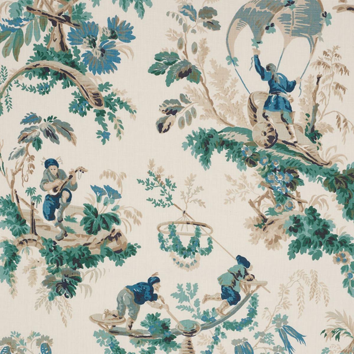 Schumacher PLAISIRS DE LA CHINE EMERALD & PEACOCK Fabric | Atlanta Fabrics