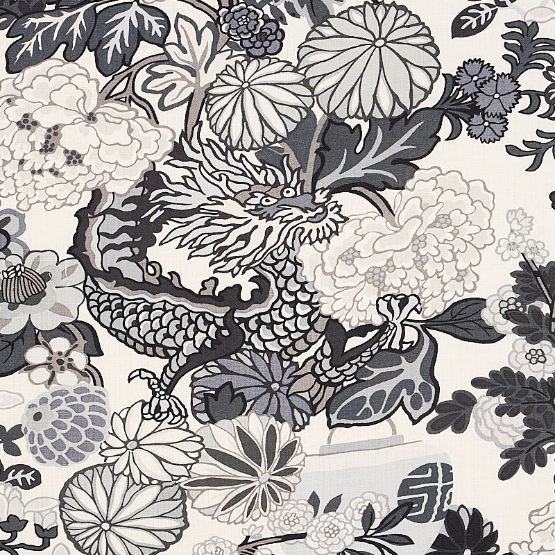 Schumacher CHIANG MAI DRAGON SMOKE Fabric | Atlanta Fabrics