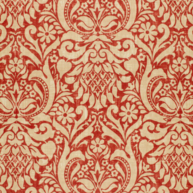 Schumacher VALENCAY DAMASK TERRACOTTA Fabric | Atlanta Fabrics